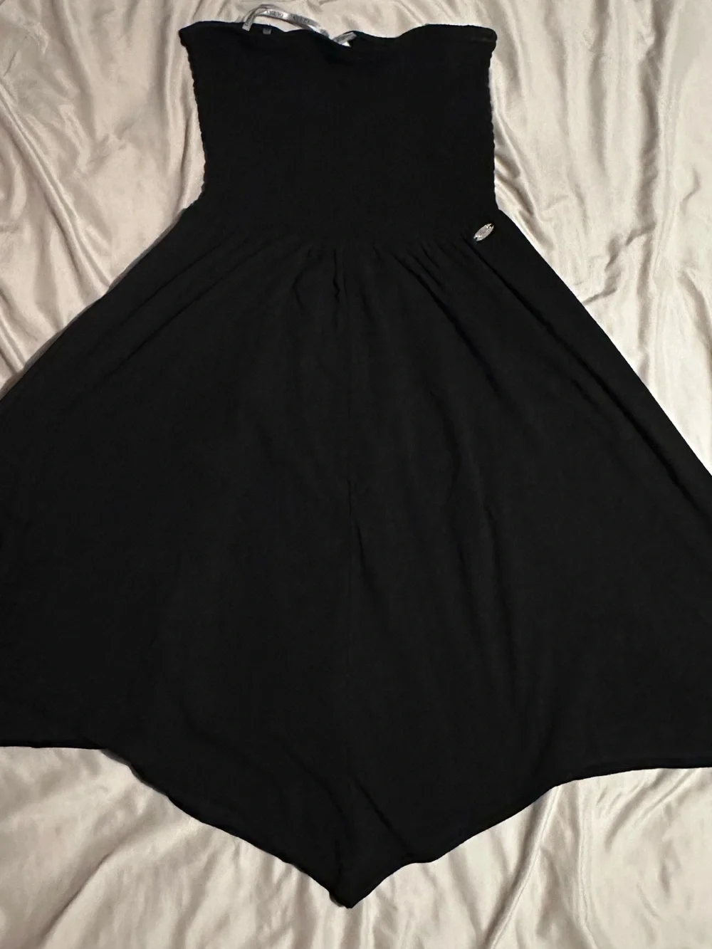 GUESS Black Strapless Handkerchief Hem Dress - Picture 3 of 6